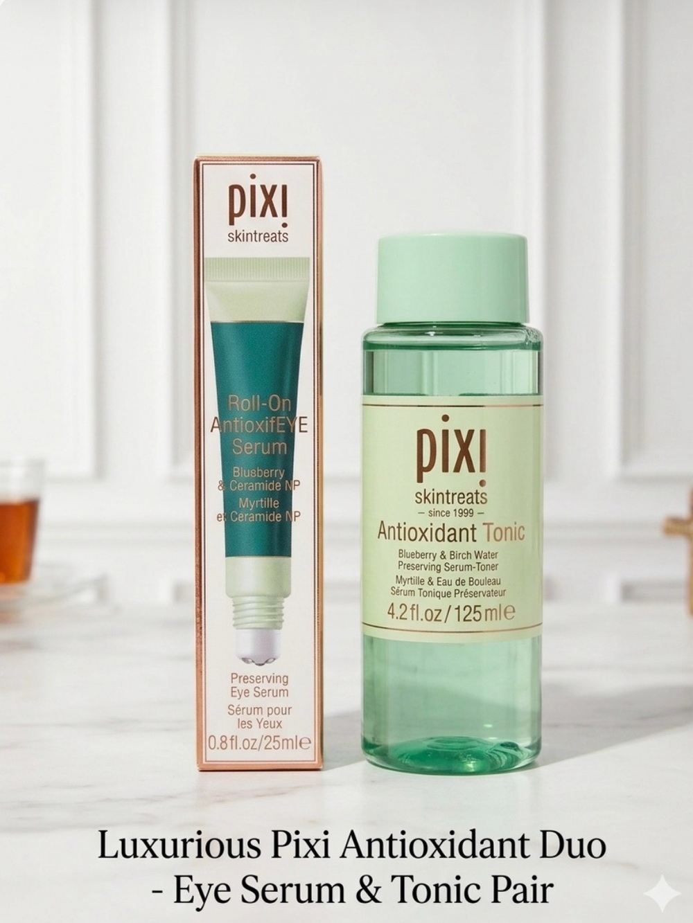 Pixi Skintreats Antioxidant Duo: Roll-On Eye Serum 25ml & Tonic 125ml